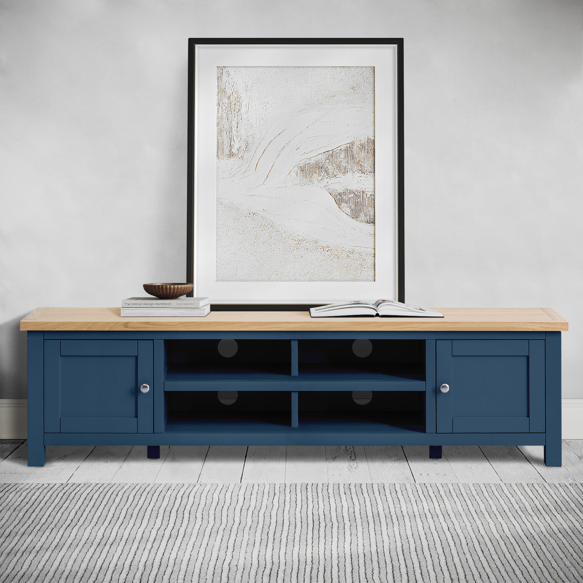 Farrow Navy 180cm Extra Wide TV Stand from Roseland Furniture