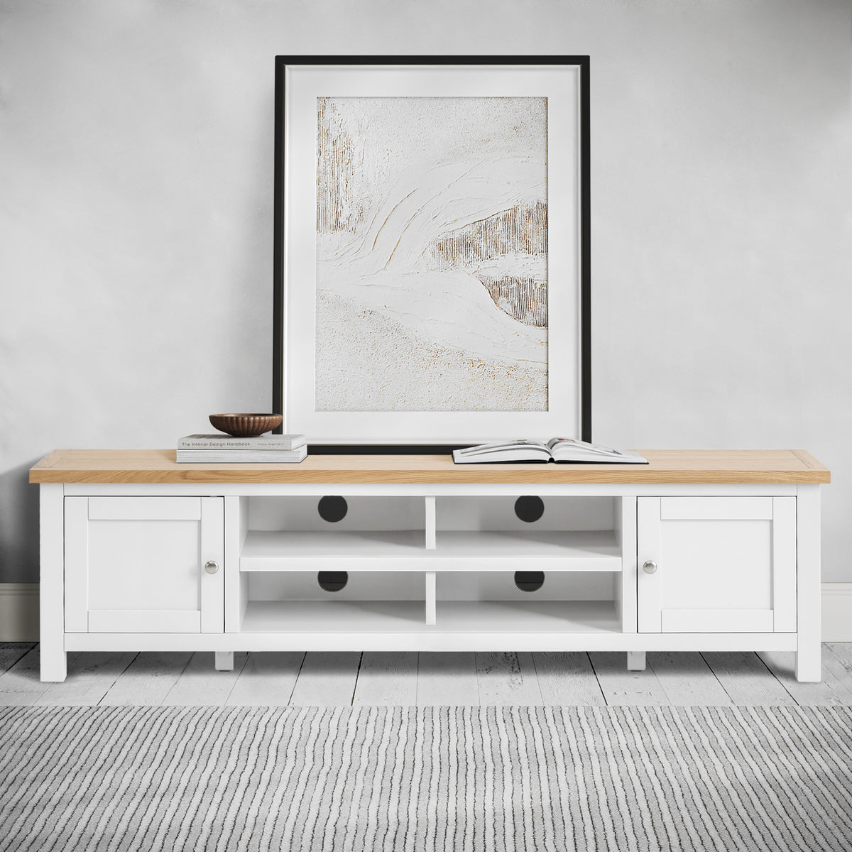 Farrow White 180cm Extra Wide TV Stand from Roseland Furniture