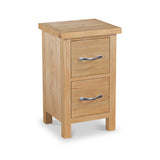 Newlyn Oak 2 Drawer Slim Bedside Table from Roseland Furniture