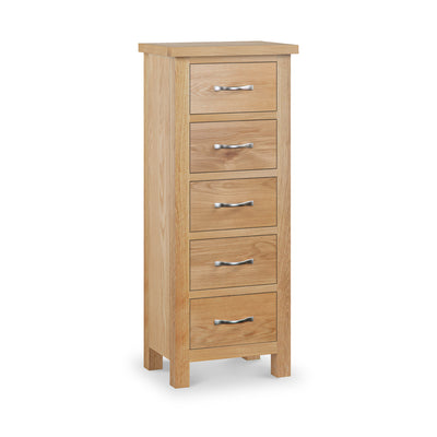 Newlyn Oak 5 Drawer Tallboy Chest