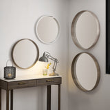 Natural Wood Veneer Round Wall Mirror