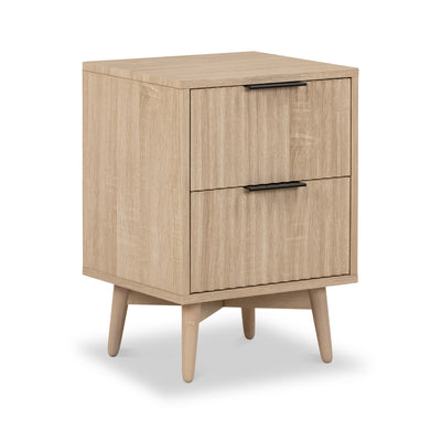 Jakob Oak Narrow 2 Drawer Grooved Bedside