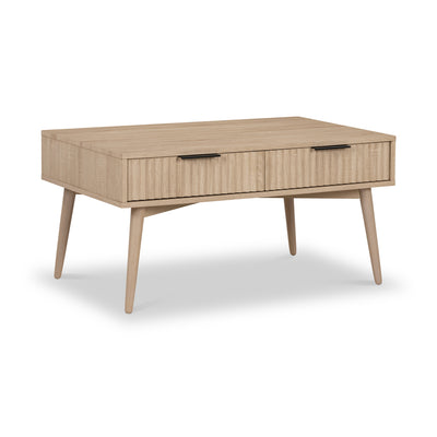 Jakob Oak 2 Drawer Grooved Coffee Table