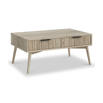 Jakob Oak 2 Drawer Grooved Coffee Table