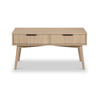 Jakob Oak 2 Drawer Grooved Coffee Table