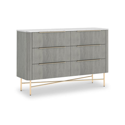 Amelie Grey Fluted 6 Drawer Chest