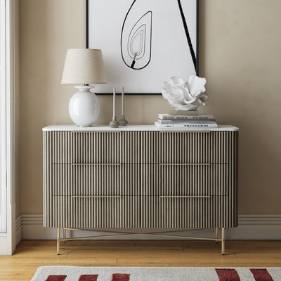 Amelie Grey Fluted 6 Drawer Chest