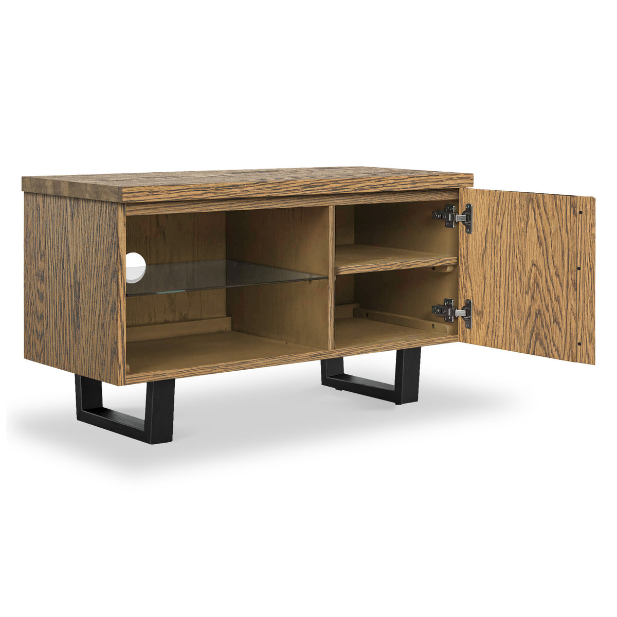 Isaac Oak 90cm Small TV Stand from Roseland Furniture