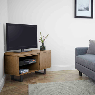 Isaac Oak 90cm Corner TV Stand