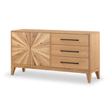 Sunburst Oak Large 2 Door 3 Drawer Sideboard from Roseland Furniture 