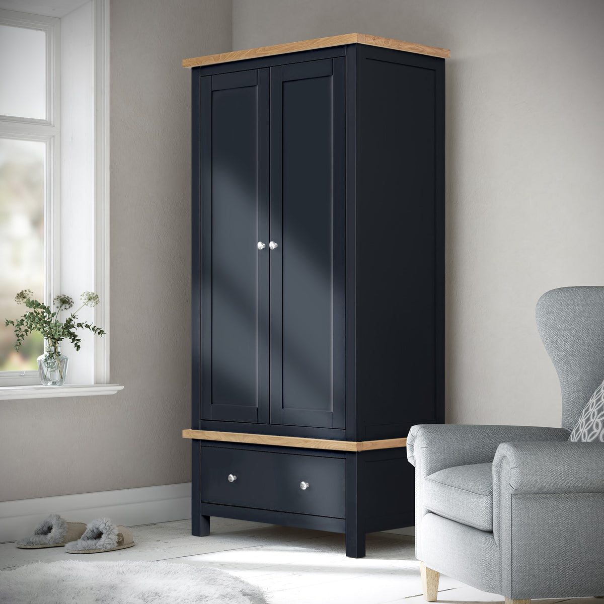 Farrow Black Double Wardrobe from Roseland Furniture