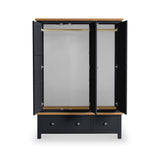 Farrow Black 3 Door Wardrobe with Storage Drawers