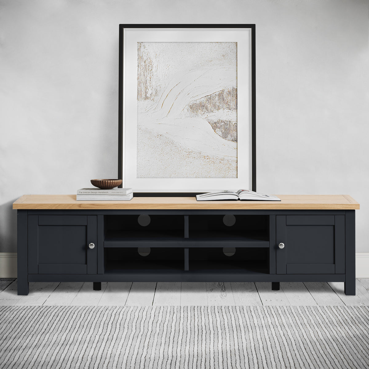 Farrow Black 180cm Extra Wide TV Stand from Roseland Furniture