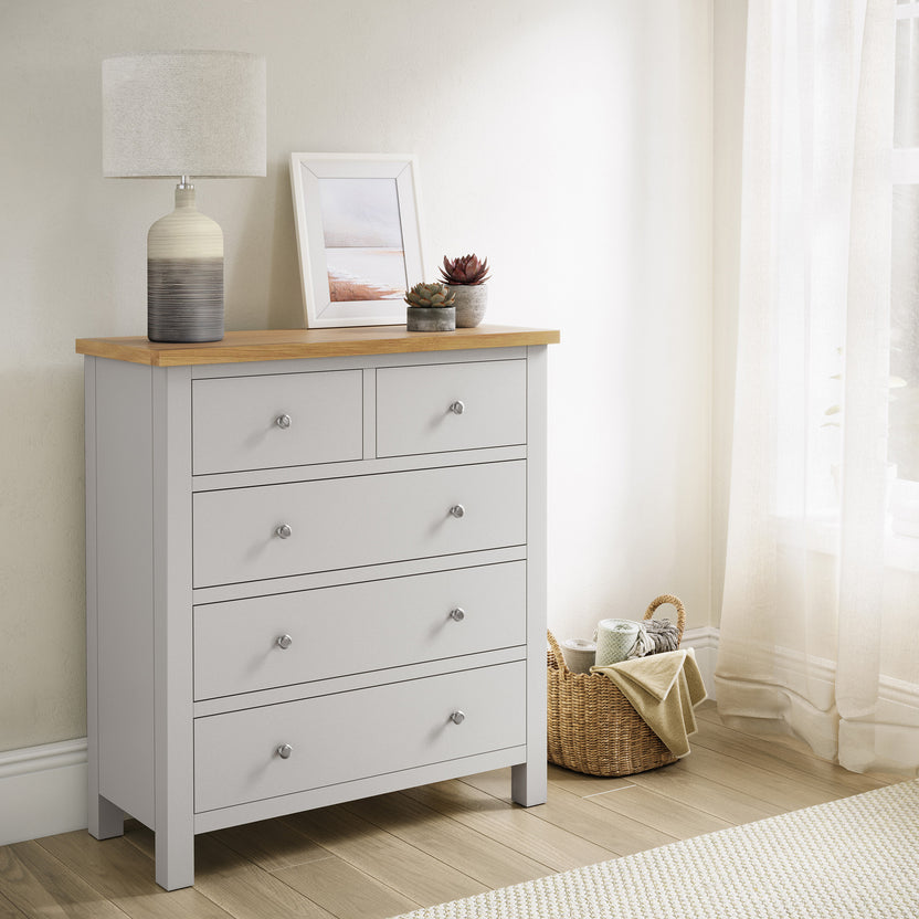 Farrow Xl 2 Over 3 Chest Of Drawers Grey Cream White And Navy