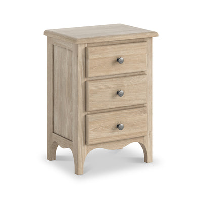 Celine Oak 3 Drawer Bedside Table