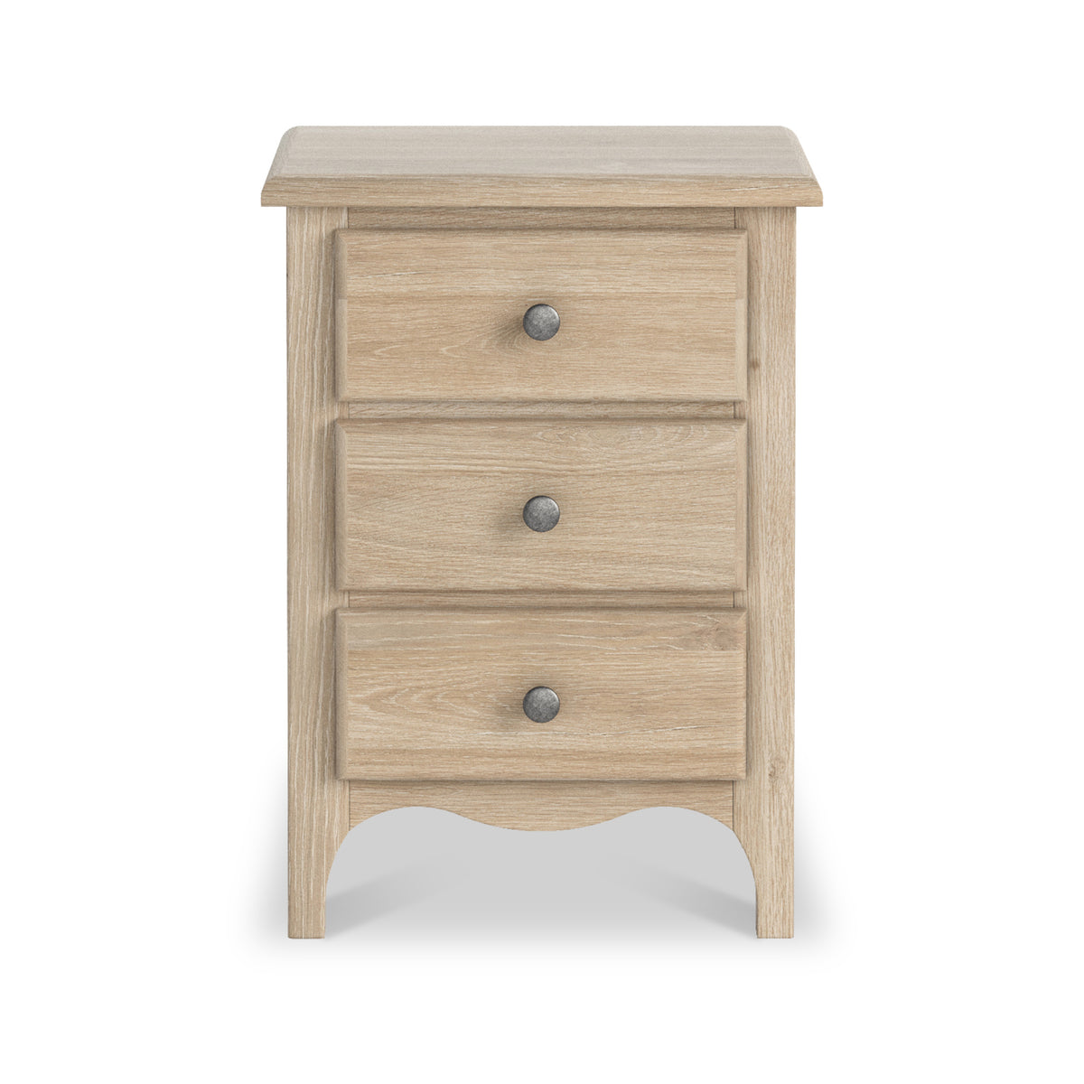 Celine Oak 3 Drawer Bedside Table