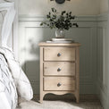 Celine Oak 3 Drawer Bedside Table from Roseland Furniture