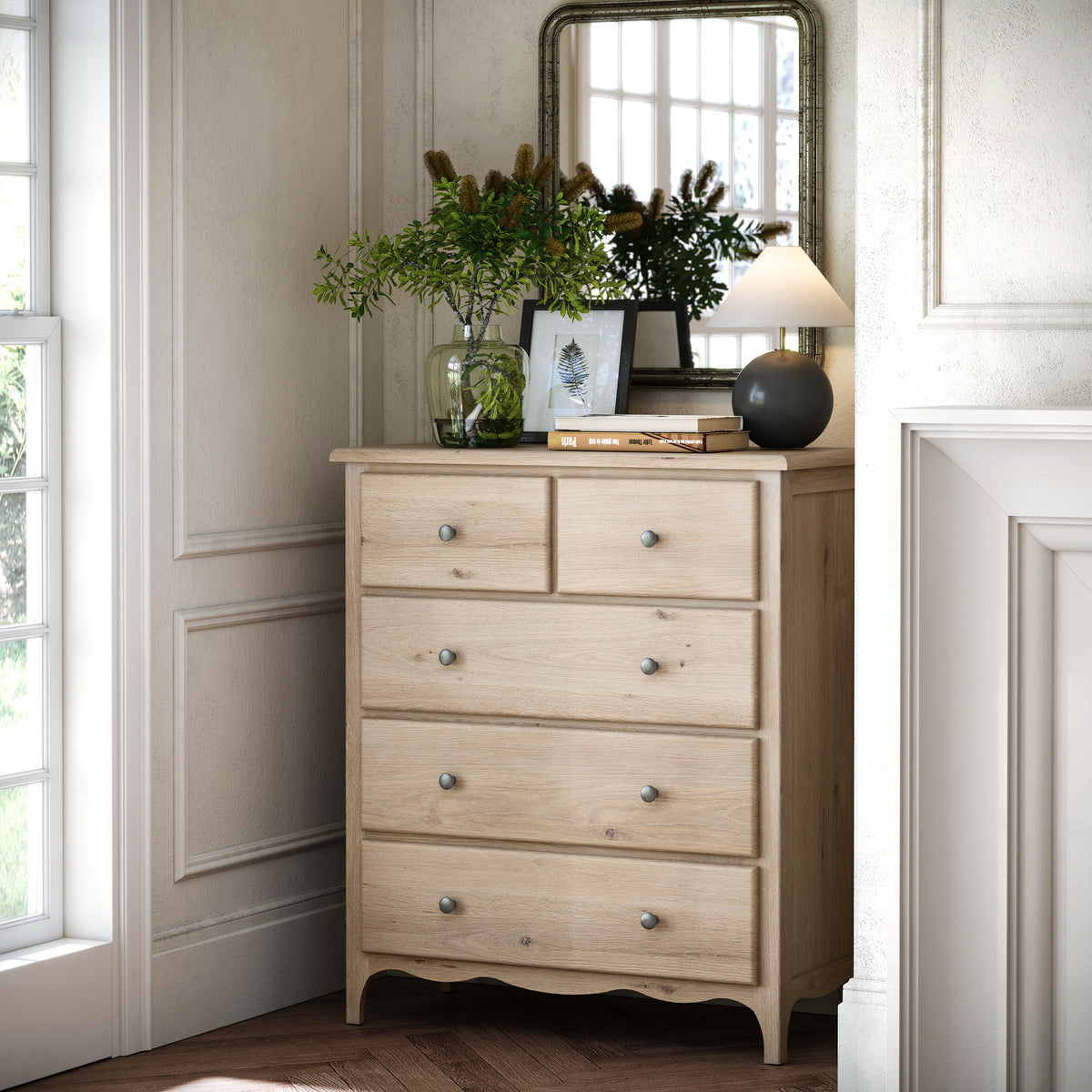 Celine Oak 2 Over 3 Drawer Chest from Roseland Furniture