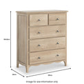 Celine Oak 2 Over 3 Drawer Chest dimensions