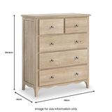 Celine Oak 2 Over 3 Drawer Chest dimensions