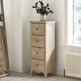 Celine Oak 4 Drawer Tallboy Chest from Roseland Furniture