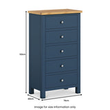 Farrow Navy Blue XL 5 Drawer Tallboy Chest