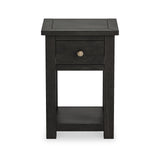 Duchy Acacia 1 Drawer Black Bedside Cabinet