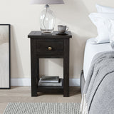 Duchy Acacia 1 Drawer Black Bedside Table for Bedroome