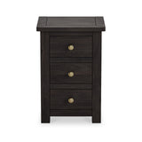 Duchy Acacia 3 Drawer Black Bedside Cabinet