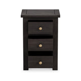 Duchy Acacia 3 Drawer Black Bedside Table