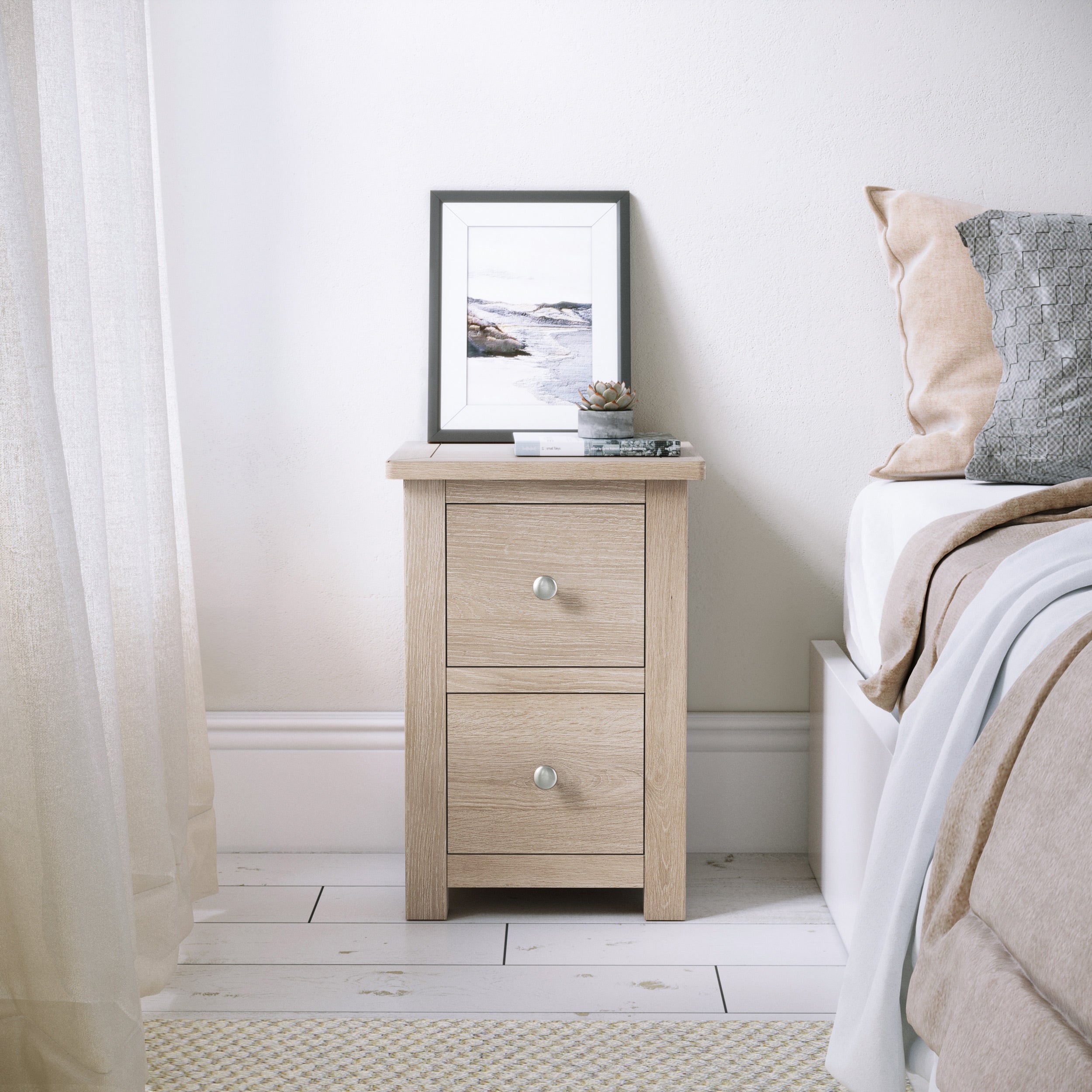 Washed oak shop bedside table