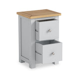 Duchy Inox Grey 2 Drawer Nightstnad with Oak Top