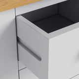 Duchy Inox Grey 2 Drawer Bedside Table with Oak Top