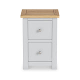 Duchy Inox Grey 2 Drawer Bedside Cabinet with Oak Top