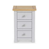 Duchy Inox Grey 3 Drawer Bedside Cabinet with Oak Top