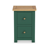 Duchy Puck Green 2 Drawer Bedside Cabinet with Oak Top