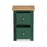 Duchy Puck Green 2 Drawer Bedside Table with Oak Top