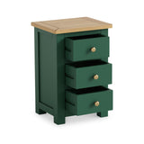 Duchy Puck Green 3 Drawer Nightstand with Oak Top