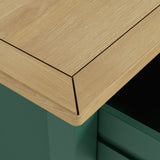 Duchy Puck Green 2 Drawer Bedside Table with Oak Top