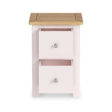 Duchy Dorchester Pink 2 Drawer Bedside Table with Oak Top