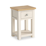 Duchy Linen Cream 1 Drawer Bedside Table with Oak Top from Roseland furniture