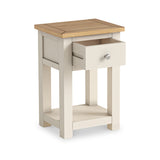 Duchy Linen Cream 1 Drawer Bedside Table with Oak Top