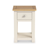 Duchy Linen Cream 1 Drawer Bedside Cabinet with Oak Top