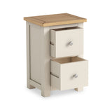 Duchy Linen Cream 2 Drawer Nightstand with Oak Top