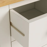 Duchy Linen Cream 2 Drawer Bedside Table with Oak Top