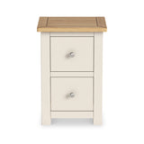 Duchy Linen Cream 2 Drawer Bedside Cabinet with Oak Top