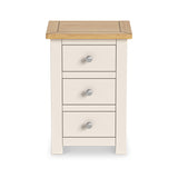 Duchy Line Cream 3 Drawer Bedside Cabinet with Oak Top