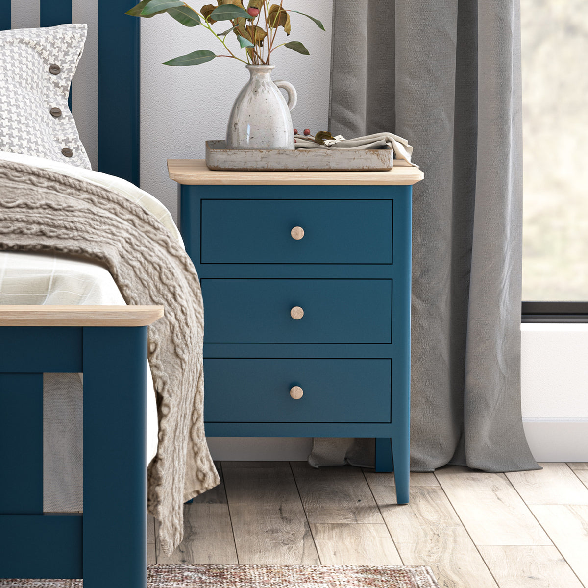 Penrose Navy Blue Bedside Table for bedroom