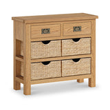 Lanner Oak Console Table with Baskets from Roseland Furniture