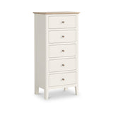 Penrose Coconut White Tallboy Chest of Drawer with wooden handles from Roseland Furniture